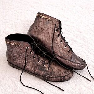 Calleen Cordero Snakeskin Studded High Top Leather Shoes Sz 6